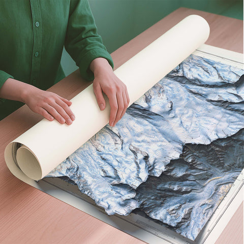 Zermatt (Switzerland) 1970 topographic restored antique shaded relief map print on fine art paper rolled poster ready for shipping