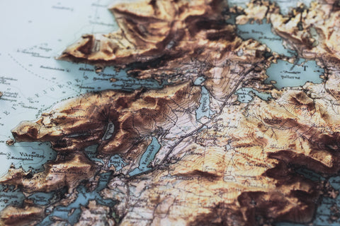 Matte paper Vestvagoya (Norway) topographic shaded relief map 1907, VizCart by VizArt