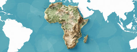 Our collection of Africa shaded relief maps, created by VizCart VizArt