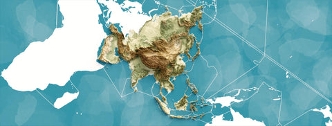 Our collection of Asia shaded relief maps, created by VizCart VizArt