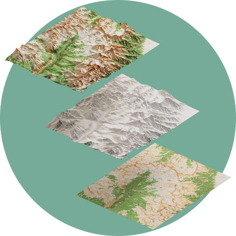 Tailor-made to suit your unique needs, our custom shaded relief maps bring your vision to life