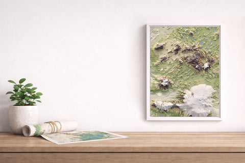 Iceland custom map on withe frame, realized by vizart.