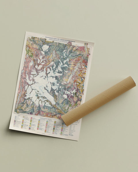 Vintage reprint of Grossglockner geological map from 1939. Restored by Vizart