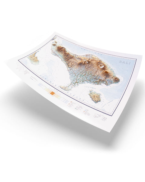 Bali topographic map 1935 in shaded relief, to show up the the 3D enhancing result