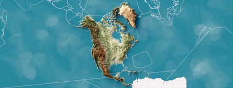 Our collection of North America shaded relief maps, created by VizCart VizArt
