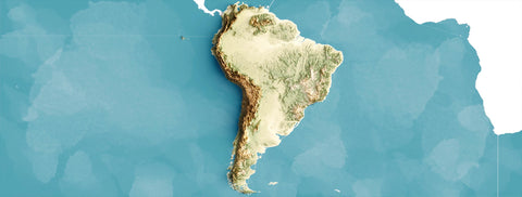 Our collection of South America shaded relief maps, created by VizCart VizArt