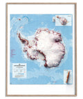 Antarctica, Topographic map - 1986, 2D printed shaded relief map with 3D effect of a 1986 topographic map of Antarctica, with McDonald Islands and Heard Island and Macquarie Island inset. Shop our beautiful fine art printed maps on supreme Cotton paper. Vintage maps digitally restored and enhanced with a 3D effect. VizCart from Vizart