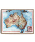 Australia, Topographic map - 1967, 2D printed shaded relief map with 3D effect of a 1967 topographic map of Australia. Shop our beautiful fine art printed maps on supreme Cotton paper. Vintage maps digitally restored and enhanced with a 3D effect. VizCart from Vizart