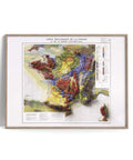 France, Geological map - 1980, 2D printed shaded relief map with 3D effect of a 1980 geological map of France. Shop our beautiful fine art printed maps on supreme Cotton paper. Vintage maps digitally restored and enhanced with a 3D effect. VizCart from Vizart