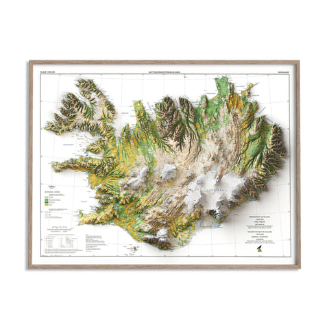Iceland, Soil map - 1998, 2D printed shaded relief map with 3D effect of a 1998 soil map of Iceland. Shop our beautiful fine art printed maps on supreme Cotton paper. Vintage maps digitally restored and enhanced with a 3D effect., VizCart from Vizart