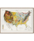 USA, Geological map - 1874, 2D printed shaded relief map with 3D effect of a 1874 geological map of United States of America. Shop our beautiful fine art printed maps on supreme Cotton paper. Vintage maps digitally restored and enhanced with a 3D effect., VizCart from Vizart