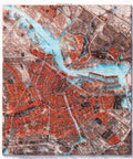 Amsterdam (The Netherlands), City map - 1914, 2D printed shaded relief map with 3D effect of a 1914 city map of Amsterdam. Shop our beautiful fine art printed maps on supreme Cotton paper. Vintage maps digitally restored and enhanced with a 3D effect., VizCart from Vizart