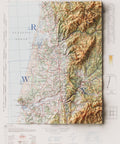 Coimbra (Portugal), Topographic map - 1944, 2D printed shaded relief map with 3D effect of a 1944 topographic map of Coimbra (Portugal). Shop our beautiful fine art printed maps on supreme Cotton paper. Vintage maps digitally restored and enhanced with a 3D effect., VizCart from Vizart