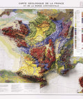 France, Geological map - 1980, 2D printed shaded relief map with 3D effect of a 1980 geological map of France. Shop our beautiful fine art printed maps on supreme Cotton paper. Vintage maps digitally restored and enhanced with a 3D effect. VizCart from Vizart