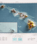Hawaii (USA), Topographic map - 1974, 2D printed shaded relief map with 3D effect of a 1974 topographic map of Hawaii (USA). Shop our beautiful fine art printed maps on supreme Cotton paper. Vintage maps digitally restored and enhanced with a 3D effect., VizCart from Vizart