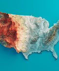 USA, Elevation tint - Spectral, 2D printed shaded relief map with 3D effect of USA (Contiguous) with spectral hypsometric tint. Shop our beautiful fine art printed maps on supreme Cotton paper. Vintage maps digitally restored and enhanced with a 3D effect., VizCart from Vizart