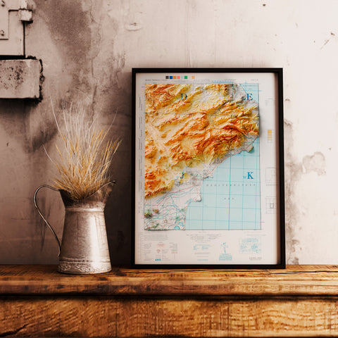 Alicante (Spain), Topographic map - 1944, 2D printed shaded relief map with 3D effect of a 1944 topographic map of Alicante (Spain). Shop our beautiful fine art printed maps on supreme Cotton paper. Vintage maps digitally restored and enhanced with a 3D effect., VizCart from Vizart