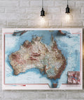 Australia, Topographic map - 1967, 2D printed shaded relief map with 3D effect of a 1967 topographic map of Australia. Shop our beautiful fine art printed maps on supreme Cotton paper. Vintage maps digitally restored and enhanced with a 3D effect. VizCart from Vizart