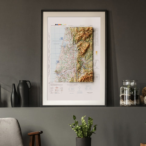 Coimbra (Portugal), Topographic map - 1944, 2D printed shaded relief map with 3D effect of a 1944 topographic map of Coimbra (Portugal). Shop our beautiful fine art printed maps on supreme Cotton paper. Vintage maps digitally restored and enhanced with a 3D effect. VizCart from Vizart