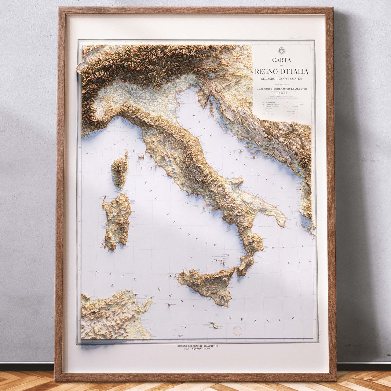 Italy Topographic Map 1922 2d Fine Art Printed Shaded Relief Map Vizcart