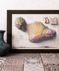 Maui (Hawaii, USA), Geological map - 1942, 2D printed shaded relief map with 3D effect of a 1942 geological map of Maui (Hawaii, USA). Shop our beautiful fine art printed maps on supreme Cotton paper. Vintage maps digitally restored and enhanced with a 3D effect., VizCart from Vizart