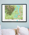 Seattle (Washington, USA), Topographic map - 1958, 2D printed shaded relief map with 3D effect of a 1958 topographic map of Seattle (Washington, USA). Shop our beautiful fine art printed maps on supreme Cotton paper. Vintage maps digitally restored and enhanced with a 3D effect., VizCart from Vizart