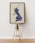 United Kingdom, Elevation tint - Viridis, 2D printed shaded relief map with 3D effect of United Kingdom with viridis hypsometric tint. Shop our beautiful fine art printed maps on supreme Cotton paper. Vintage maps digitally restored and enhanced with a 3D effect. VizCart from Vizart