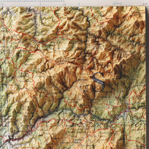 Coimbra (Portugal), Topographic map - 1944, 2D printed shaded relief map with 3D effect of a 1944 topographic map of Coimbra (Portugal). Shop our beautiful fine art printed maps on supreme Cotton paper. Vintage maps digitally restored and enhanced with a 3D effect., VizCart from Vizart