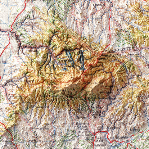 Lagos (Portugal), Topographic map - 1944, 2D printed shaded relief map with 3D effect of a 1944 topographic map of Lagos (Portugal). Shop our beautiful fine art printed maps on supreme Cotton paper. Vintage maps digitally restored and enhanced with a 3D effect. VizCart from Vizart