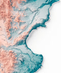 Argentina, Elevation tint - Irid, 2D printed shaded relief map with 3D effect of Argentina with irid tint. Shop our beautiful fine art printed maps on supreme Cotton paper. Vintage maps digitally restored and enhanced with a 3D effect., VizCart from Vizart