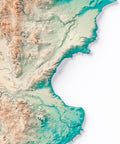 Argentina, Elevation tint - Spectral, 2D printed shaded relief map with 3D effect of Argentina with spectral tint. Shop our beautiful fine art printed maps on supreme Cotton paper. Vintage maps digitally restored and enhanced with a 3D effect., VizCart from Vizart