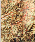 Barcelona (Spain), Topographic map - 1944, 2D printed shaded relief map with 3D effect of a 1944 topographic map of Barcelona (Spain). Shop our beautiful fine art printed maps on supreme Cotton paper. Vintage maps digitally restored and enhanced with a 3D effect., VizCart from Vizart