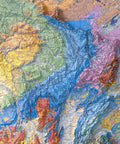 France 1980 geological restored antique shaded relief map print on fine art paper close-up