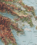 Greece, Topographic map - 1922, 2D printed shaded relief map with 3D effect of a 1922 topographic map of Greece. Shop our beautiful fine art printed maps on supreme Cotton paper. Vintage maps digitally restored and enhanced with a 3D effect. VizCart from Vizart