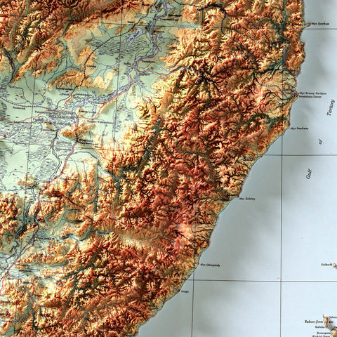 Japan, Topographic map - 1945, 2D printed shaded relief map with 3D effect of a 1945 topographic map of Japan. Shop our beautiful fine art printed maps on supreme Cotton paper. Vintage maps digitally restored and enhanced with a 3D effect. VizCart from Vizart