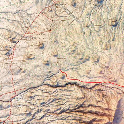 Kilimanjaro (Tanzania), Topographic map - 1978, 2D printed shaded relief map with 3D effect of a 1978 topographic map of Kilimanjaro (Tanzania). Shop our beautiful fine art printed maps on supreme Cotton paper. Vintage maps digitally restored and enhanced with a 3D effect. VizCart from Vizart