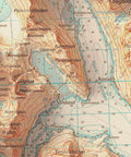 Lofotodden (Lofoten Islands, Norway), Topographic map - 2009, 2D printed shaded relief map with 3D effect of a 1952 topographic map of Flakstad (Lofoten Islands, Norway). Shop our beautiful fine art printed maps on supreme Cotton paper. Vintage maps digitally restored and enhanced with a 3D effect., VizCart from Vizart