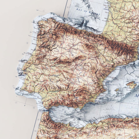 Mediterranean Sea Bathymetric, Topographic map - 1937, 2D printed shaded relief map with 3D effect of a 1937 topographic map of Mediterranean Sea with bathyimetric. Shop our beautiful fine art printed maps on supreme Cotton paper. Vintage maps digitally restored and enhanced with a 3D effect. VizCart from Vizart