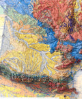 France 1980 geological restored antique shaded relief map print on fine art paper close-up