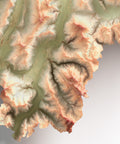 Trentino Alto Adige (Italy), Elevation tint - Geo, 2D printed shaded relief map with 3D effect of Trentino-Alto Adige (Italy) with geo hypsometric tint. Shop our beautiful fine art printed maps on supreme Cotton paper. Vintage maps digitally restored and enhanced with a 3D effect., VizCart from Vizart